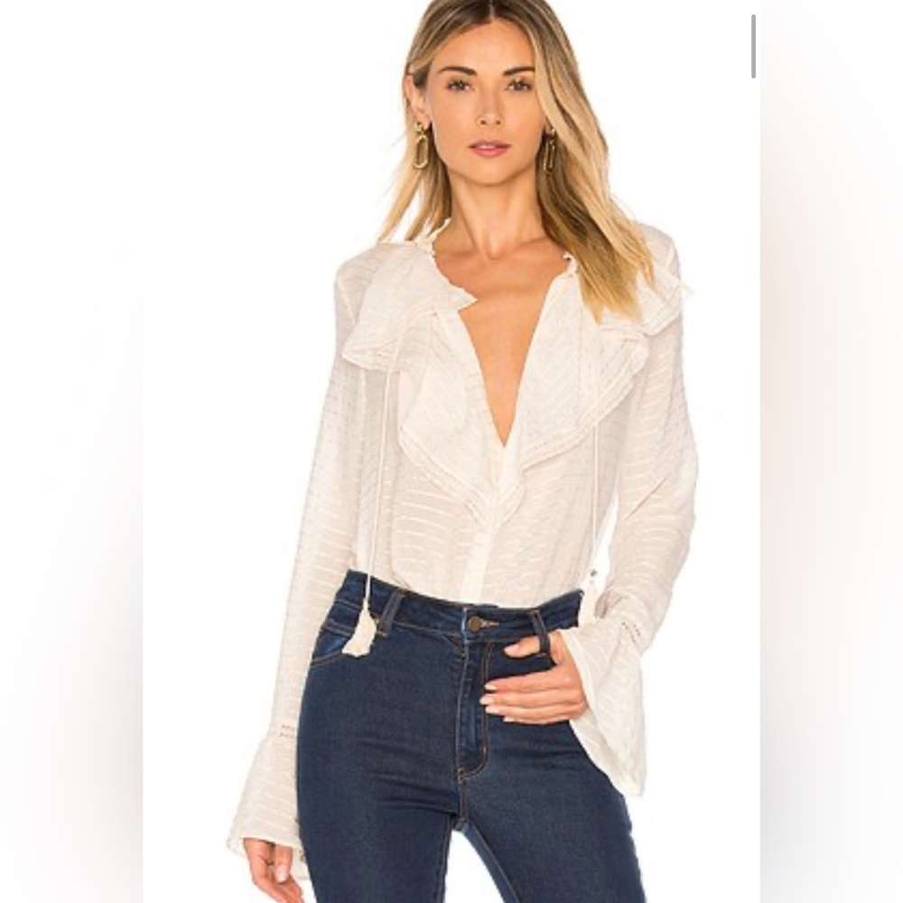 PAIGE Silvette Ruffled Silk Victorian style  Top blouse